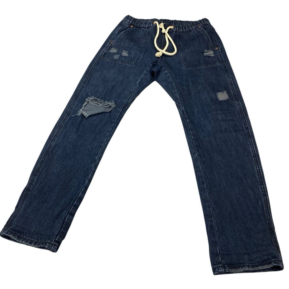 One Teaspoon Shabbies Drawstring Boyfriend Denim Jean Women XS Destroyed - Picture 6 of 16